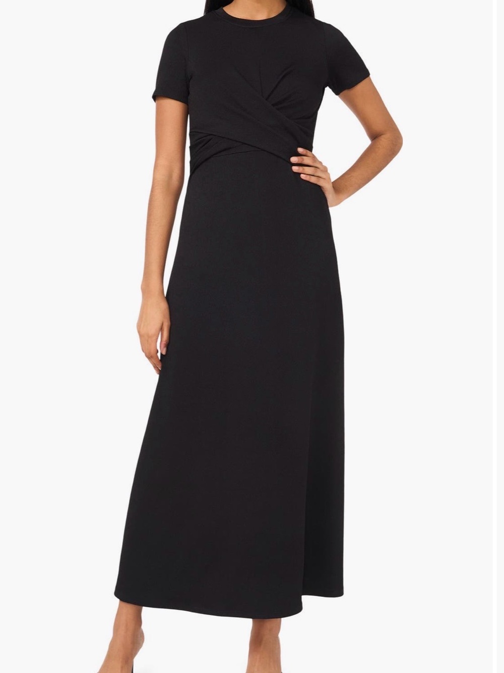 Halogen Black Cross-Over Bodice Maxi Dress